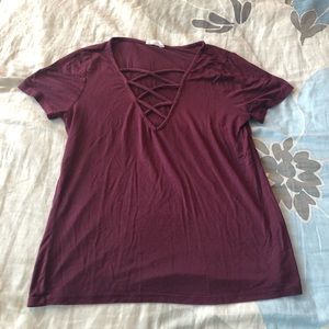 Burgundy cross cross shirt